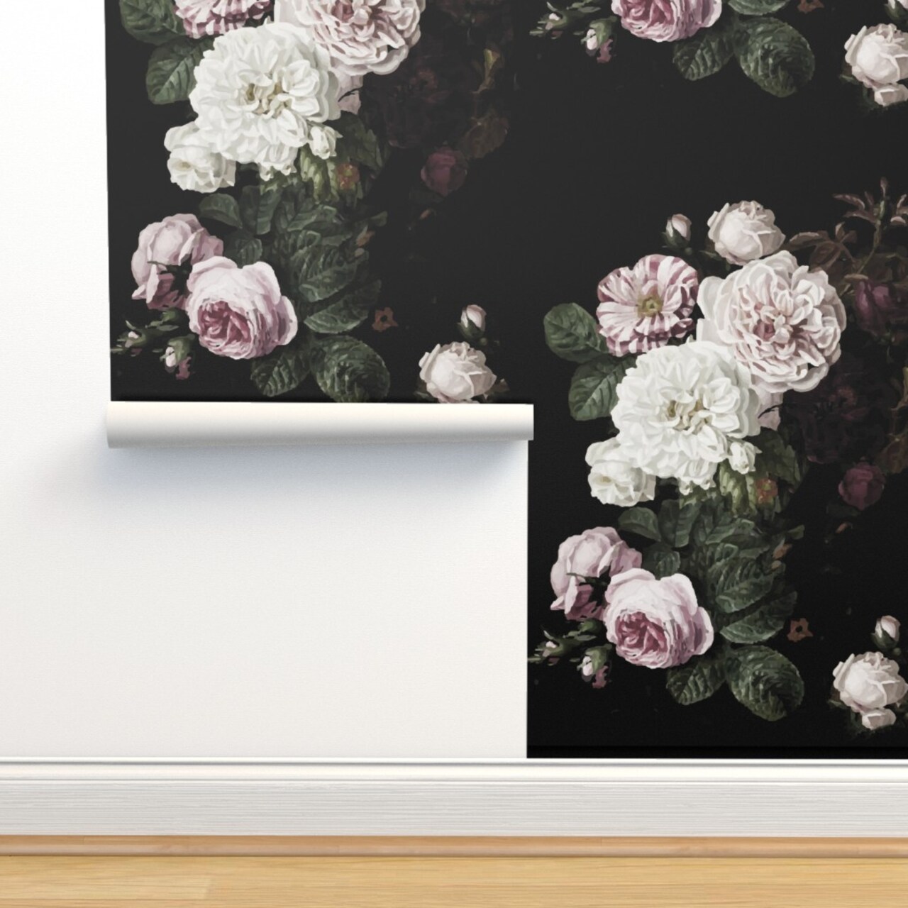 Dark Floral Vintage Botanical Victorian Garden Large Scale Watercolor Girly Custom Removable Wallpaper by Spoonflower Peel & Stick Wallpaper 2FT Wide